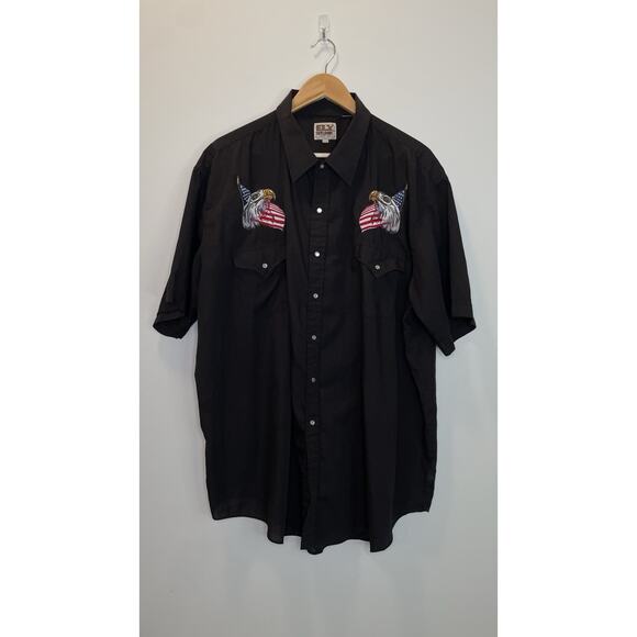 Vtg Ely Cattleman Pearl Snap Bald Eagle Western American Flag Patriotic Mens 3XL - Picture 1 of 6